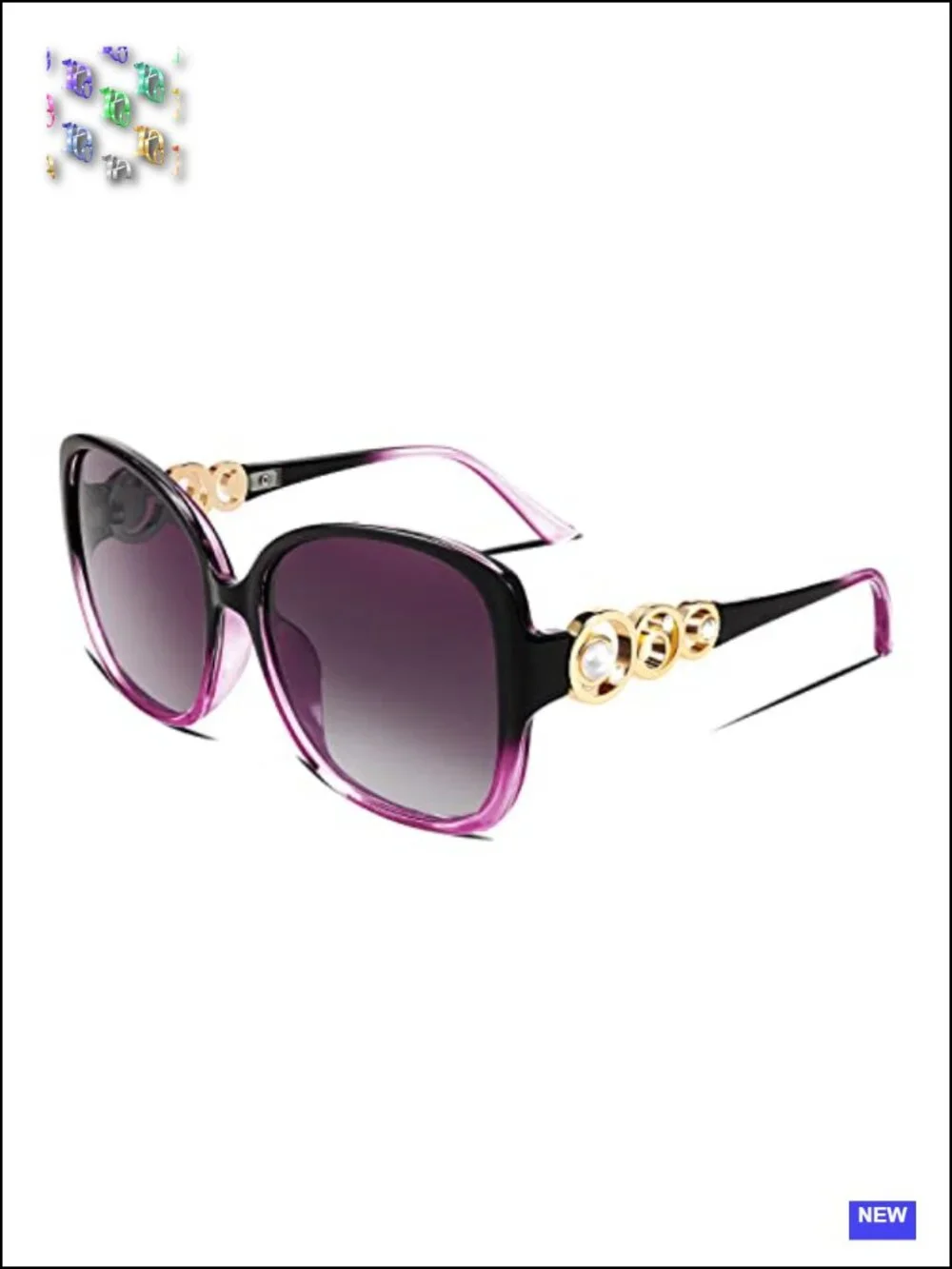 Oversized Square Sunglasses Polarized UV Protection Pearl Crystal Inlay